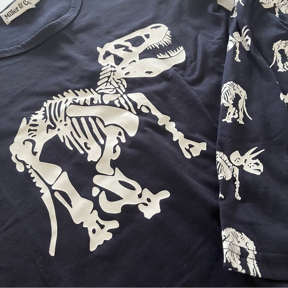 Miller & Co 2 Piece Dinosaur Short Set Size 5 Navy & White Dino Bones Boys - Picture 4 of 4